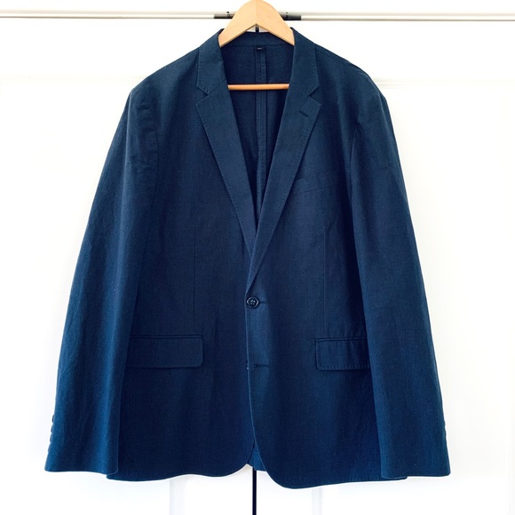 J Crew Ludlow Blazer Jacket Unlined Cotton Linen Lightweight Blue Somelos 44 R